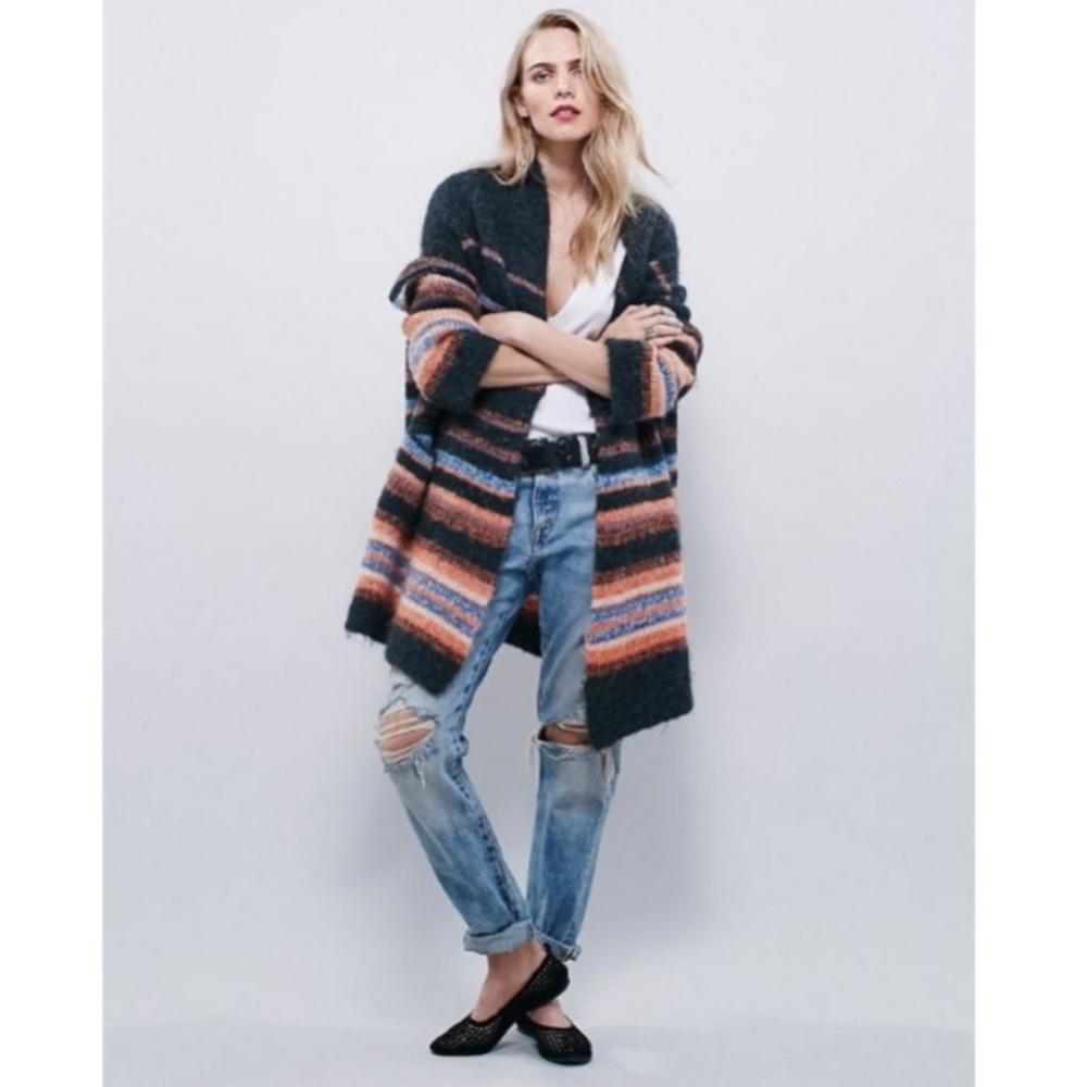 Free People Alpaca Striped Oversized Cardigan - Picture 1 of 16